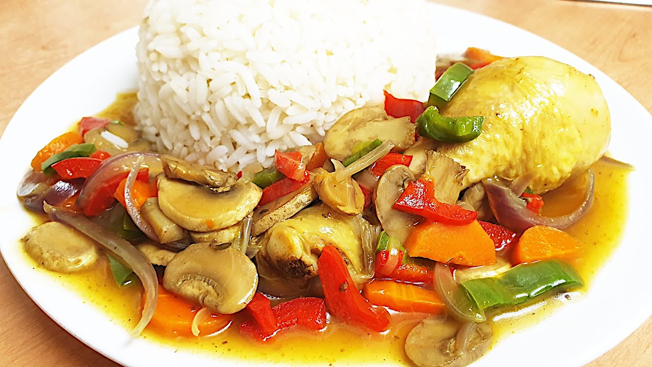 White Rice & Chicken Sauce